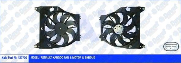 KALE 420700 Fan Motoru Renault Kangoo (200w 385mm) (Fan-Motor-Davlumbaz)